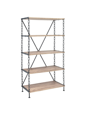 72" Decorative Bookshelf Oak Black - Acme Furniture