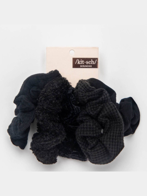 Kitsch - Assorted Textured Scrunchies 5pc - Black