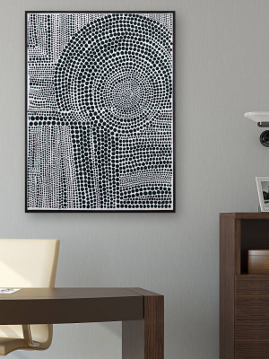 30" X 40" Clustered Dots By Natasha Marie Framed Wall Art Canvas Black/white - Fine Art Canvas