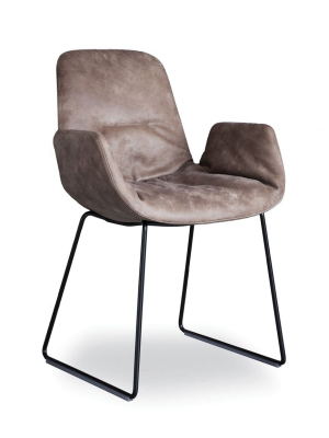 Step Armchair Soft Upholstered With Sled Base By Tonon