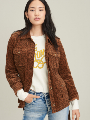 Leopard Corduroy Shirt Jacket