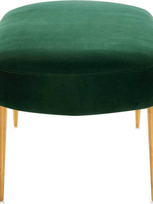 Colette Velvet Oval Bench Emerald/gold