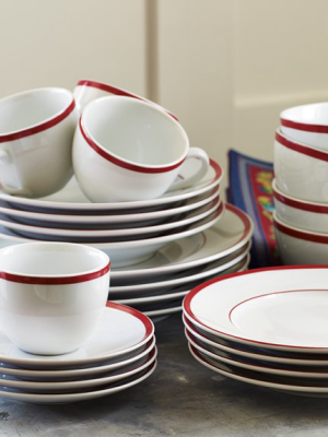 Brasserie Red-banded Porcelain Salad Plates, Set Of 4