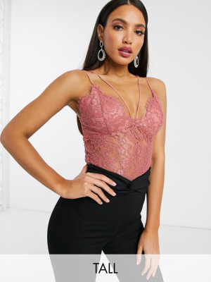 Missguided Tall Lace Body In Rose