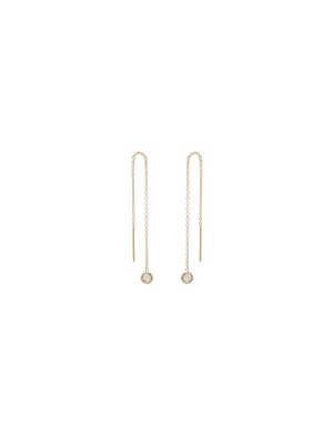 14k  Floating White Diamond Threaders Earrings