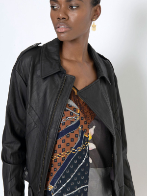 Leather Moto Jacket, Black