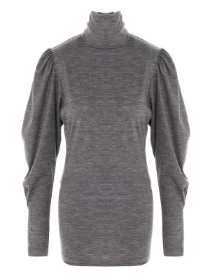 Isabel Marant Gavina Turtleneck Puff Sleeve Top