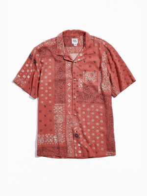 Bdg Bandana Print Linen Short Sleeve Button-down Shirt