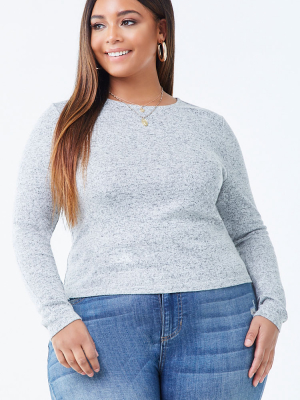 Plus Size Marled Long Sleeve Top