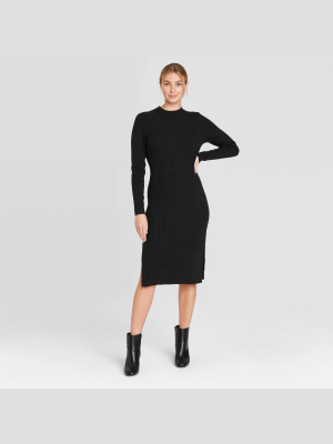 Women's Long Sleeve Ribbed Sweater Dress - Prologue™