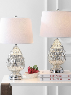 25.5" (set Of 2) Artichoke Glass Table Lamp (includes Led Light Bulb) Silver - Jonathan Y