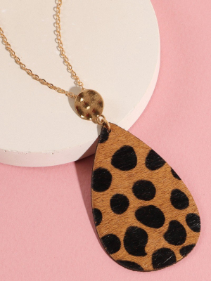 Animal Print Calf Hair Pendant Necklace