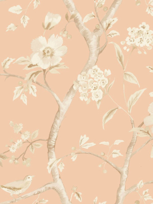 Southport Floral Trail Wallpaper In Soft Melon And Arrowroot From The Luxe Retreat Collection By Seabrook Wallcoverings