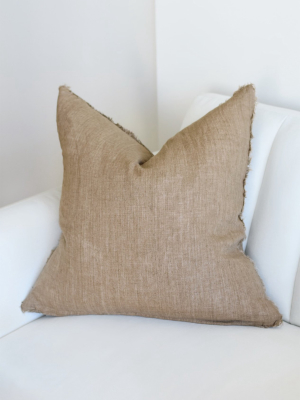 24x24 Lina Linen Pillow, Hazelnut
