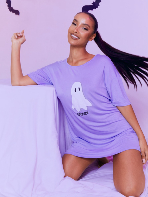 Lilac Spooky Ghost Printed Nightie