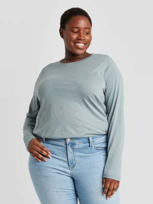 Women's Plus Size Long Sleeve T-shirt - Ava & Viv™