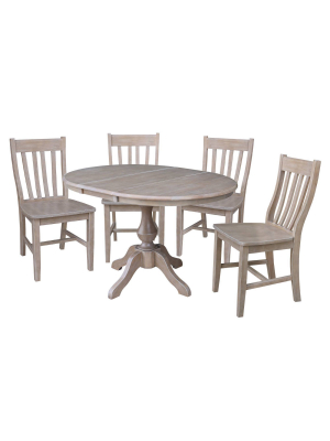 36" Brie Round Extension Dining Table And Four Chairs Taupe - International Concepts