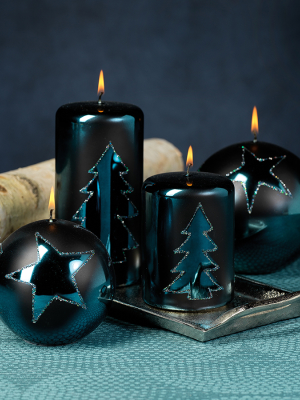 Christmas Design Metallic Candles - Orion Blue