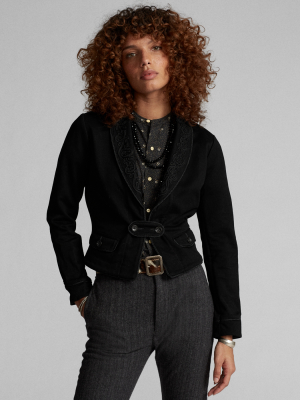 Soutache-trim French Terry Blazer