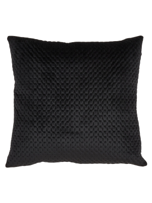 Poly Filled Pinsonic Velvet Pillow Black - Saro Lifestyle