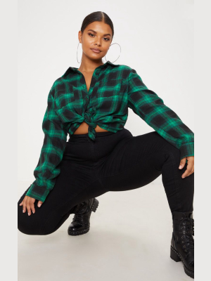 Plus Green Tartan Oversized Shirt