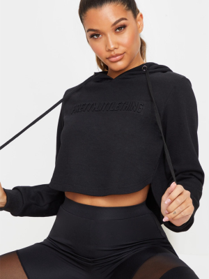 Prettylittlething Black Embossed Cropped Sports...