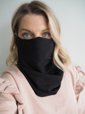 Reversible Black Snood - Adjustable Double Layer With Filter Pocket