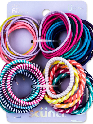 Scunci Assorted Colors And Patterns Elastics - 60pk