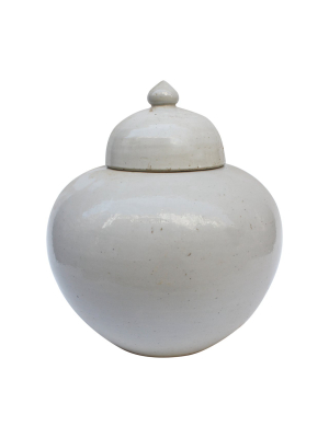 Busan White Lidded Ginger Jar Large