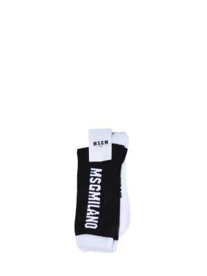 Msgm Kids Logo Intarsia Socks