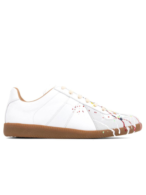 Maison Margiela Replica Low Top Suede Paint Drop - White/multi