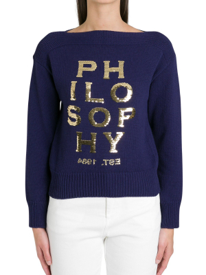 Philosophy Di Lorenzo Serafini Sequined Logo Embroidered Jumper