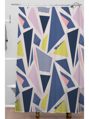 Mareike Boehmer Color Block Triangles Shower Curtain Blue - Deny Designs