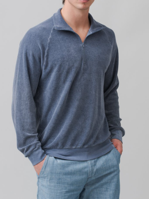 Men's Organic Beach Terry Quarter Zip Sweatshirt Air Force