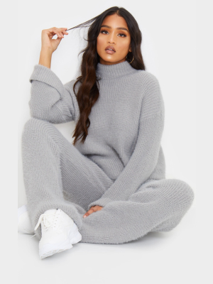 Grey Premium Fluffy Knitted Lounge Set