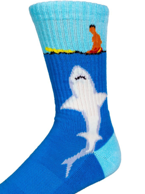 Don't Go In The Water | Blue Shark Tube Socks