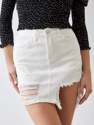 Aubrie Whit Distressed Asymmetrical Skirt