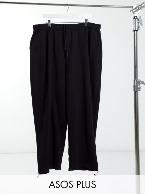 Asos Design Plus Organic Super Oversized Sweatpants In Black With Toggle Hem