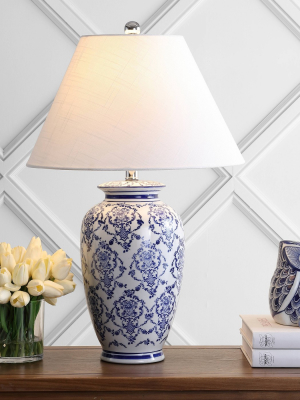 26.25" Ceramic Juliana Chinoiserie Table Lamp (includes Led Light Bulb) Blue - Jonathan Y