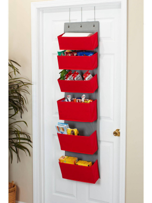 Household Essentials 6 Pocket Over The Door Organizer Red