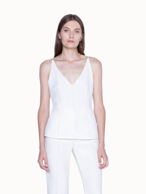 Tank Top In Silk Crêpe With V-neck