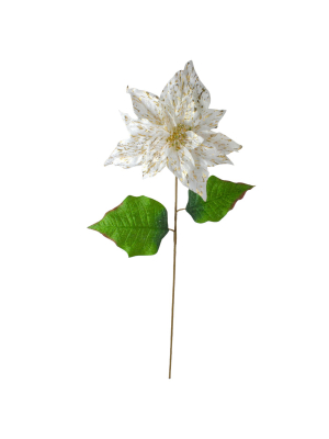 Northlight 24" White And Gold Artificial Christmas Poinsettia Flower