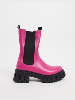 Koi Footwear Sentry Vegan Chunky Boots In Fuschia