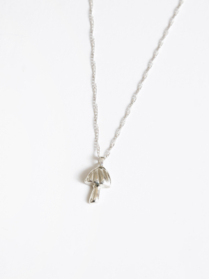 Mushroom Charm Necklace In Sterling Silver