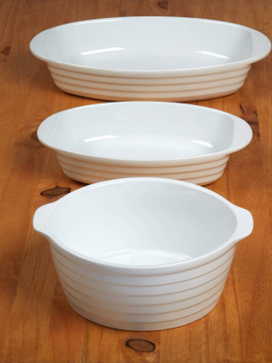 3pc Porcelain Bakeware Set White - Certified International