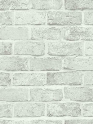 Stretcher Brick Peel & Stick Wallpaper In Soft Grey From The Stonecraft Collection By York Wallcoverings