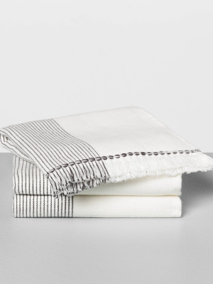 3pc Microstripe Washcloth Set Gray - Hearth & Hand™ With Magnolia