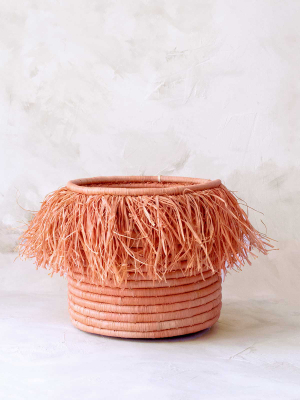 Fringed Palm Basket, Peach
