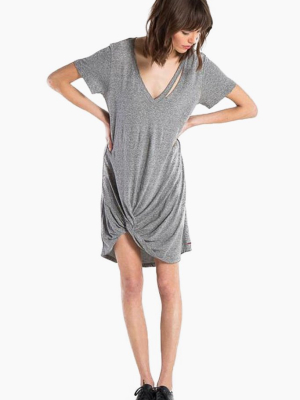 Morrison Distress Short Sleeve Mini Dress - Heather Grey