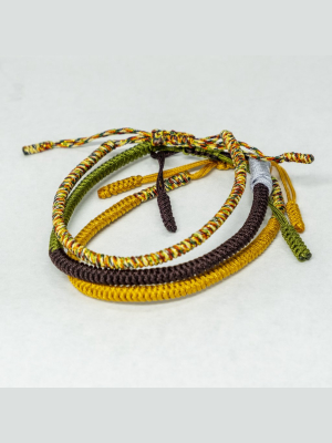 Jean Claude Triple Set Of Handmade Knitted Tibetan Buddha Spiritual Bracelets & Bangles